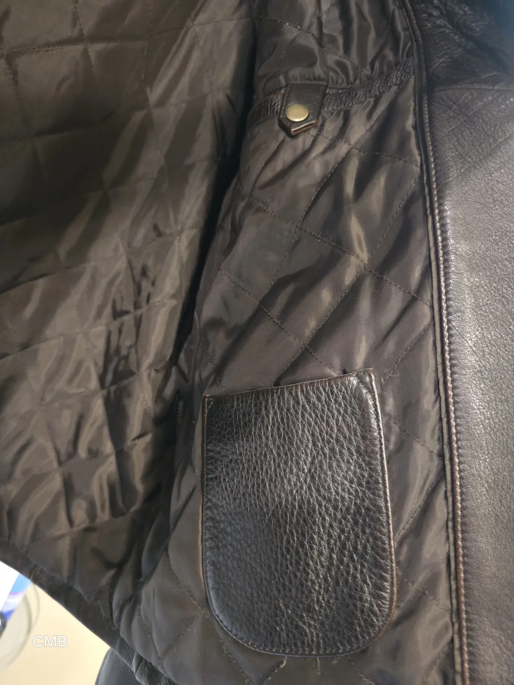 Member's Mark Vintage Brown 100% Genuine Leather Quilted Bomber Jacket Men's XL